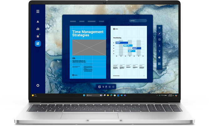 Dell Pro 16 business laptop, front three-quarter view